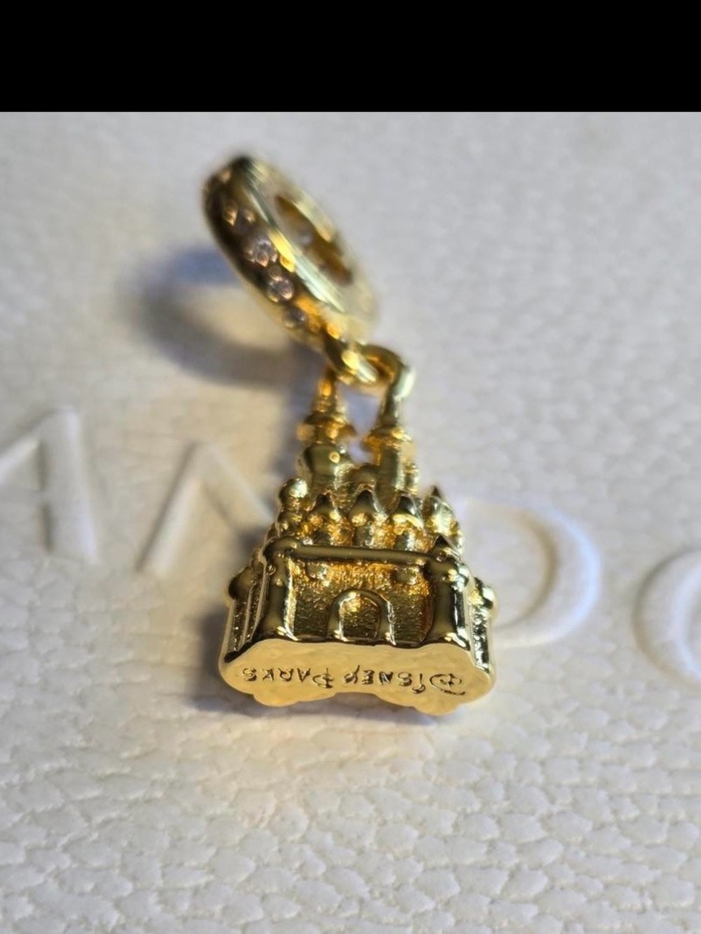 Pandora Disney Parks Gold Castle Dangle Charm Sparkling Bail